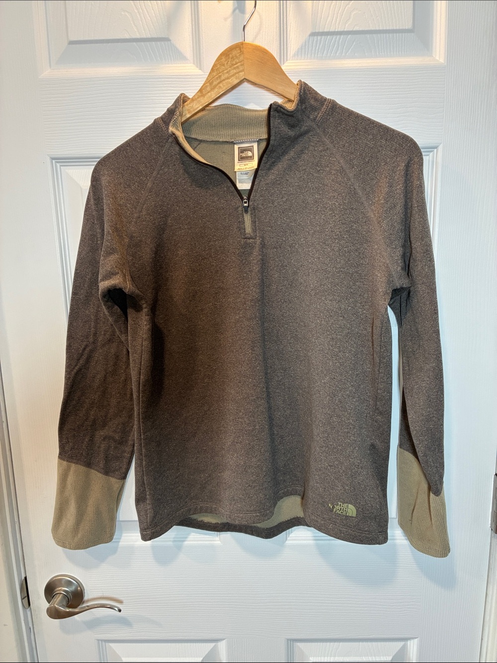 The North Face Women's Half-Zip Fleece in Brown with Olive Accents